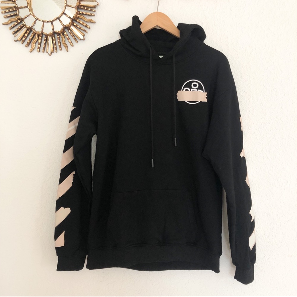 OFF-WHITE Tape Diag Arrows Hoodie Black/Beige - Picture 2 of 8